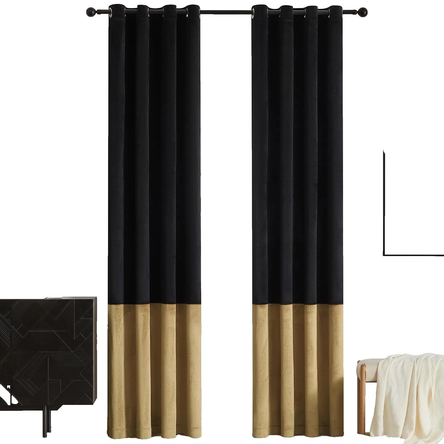 Ventana de Terciopelo Negro Moderno Cortinas