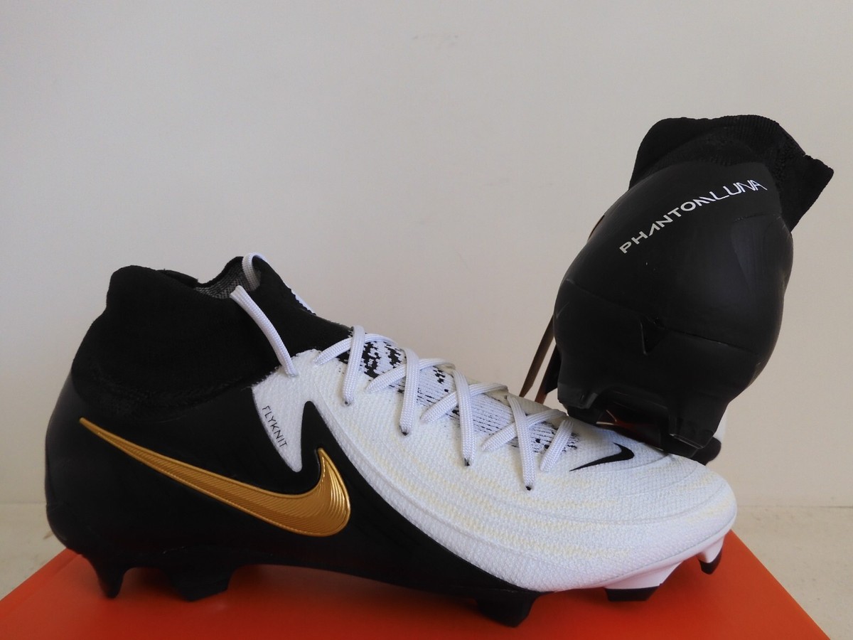 NIKE PHANTOM LUNA II 2 PRO FG WHITE-BLACK-MET GOLD COIN SZ 
