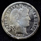 1912 D USA ONE DIME .900 SILVER - Barber Dime - Titanic era