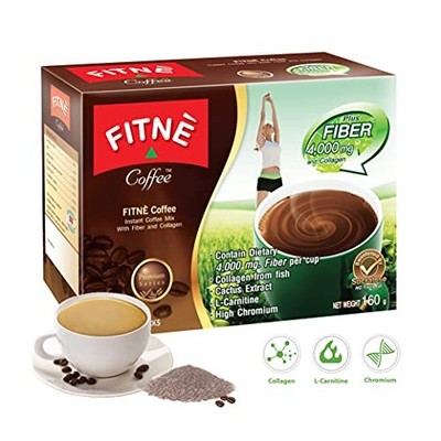 FITNE Premium Instant Coffee Packets Mix With Fiber 4000 mg Collagen Cactus E...
