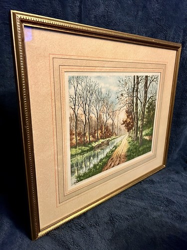 Canal Loing France Philippe Signed Etching Paris Etching Society 17.75x14.5 - Picture 15 of 19