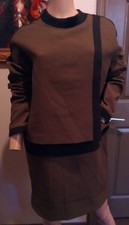 NWT ASOS White Label Waffle Olive Army Green Black Drop Waist Dress US 10 UK 14