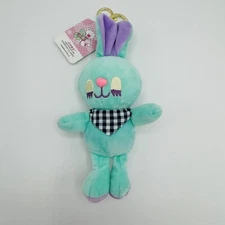 Anime Bunny Rabbit Plush Keychain Fairy Kei Kawaii Teal Clip Fob Key Ring 8”