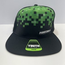 2023 Minecraft Hat Cap Youth Size OSFM Snapback Black/Green Pre-Owned