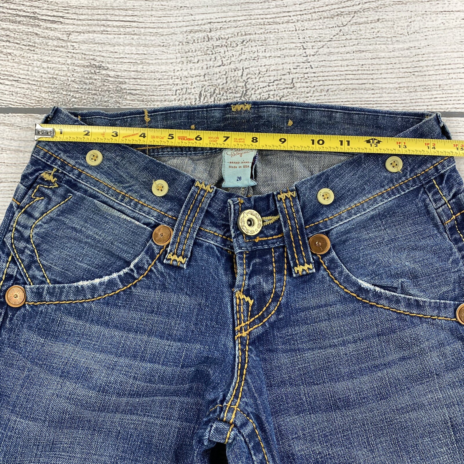 True Religion Vintage Heritage Jeans Women Size 26 Denim Pants Suspender Buttons thumbnail 8
