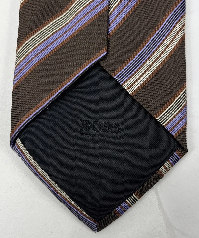 "Corbata de hombre Hugo Boss 100 % seda diseñador ITALIA RAYAS multicolor 58"" X 3,75""" Foto 3 de 4