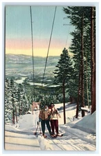 Postcard Skiing in New Mexico Linen Posted Curt Teich