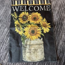 Welcome Garden Flag Sunflower 12x18 Double Sided Yard Decor Outdoor Burlap New