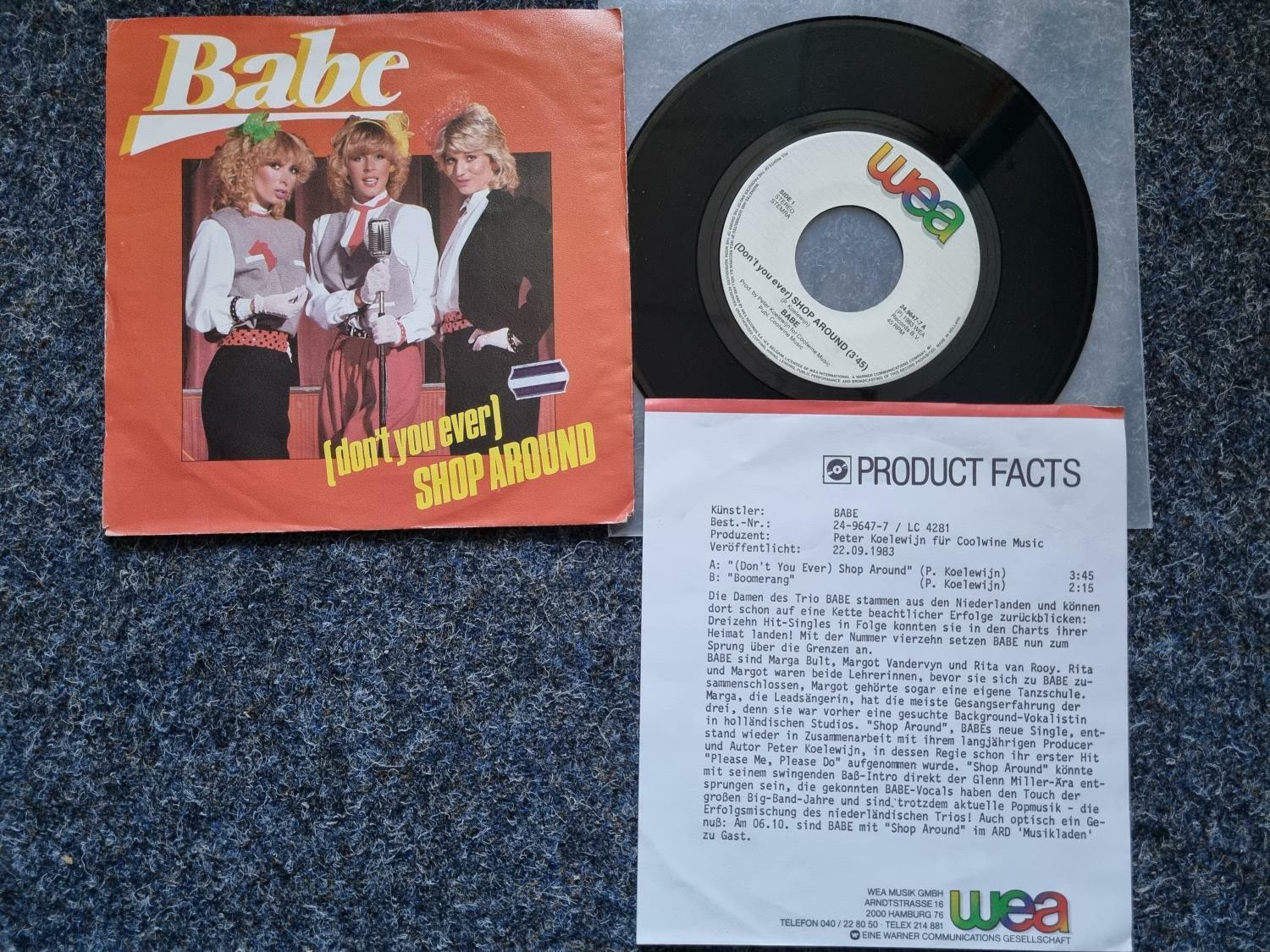 7"" Single Vinyl Babe - Shop around WITH PROMO FACTS