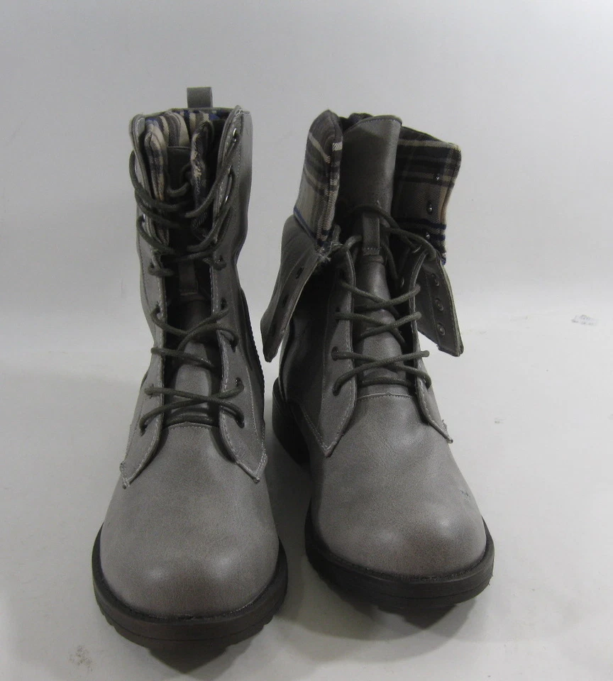 NUEVO Gris 1.5" Tobillo Encaje Combate Montar Invierno Sexy Bota Mujer Talla 8.5 Foto 3 de 4