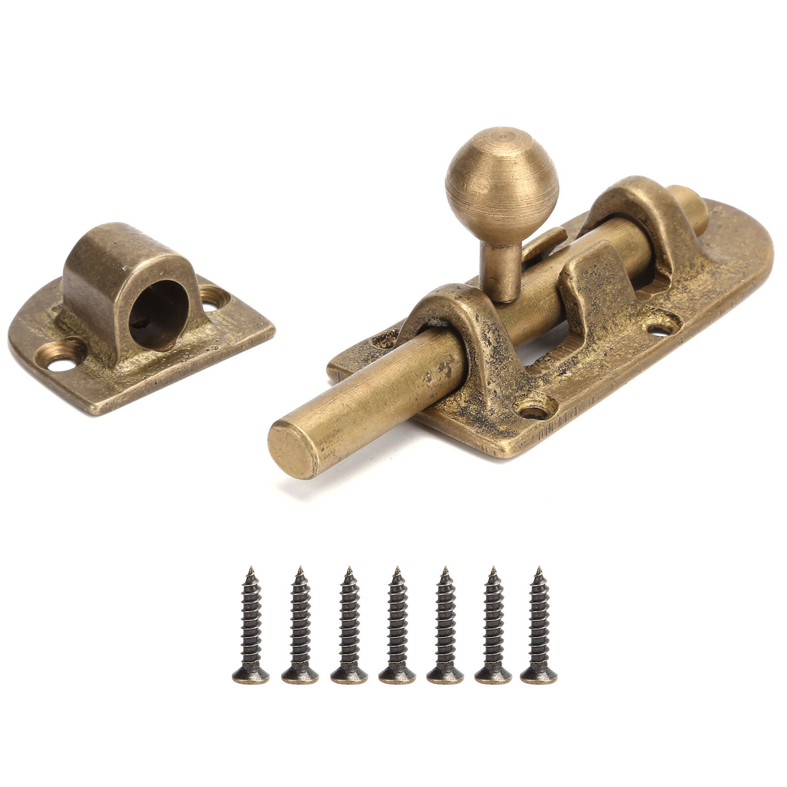 Durable Vintage Brass Door Latch Antique Window Bolts Buckle Sliding Lock Kit