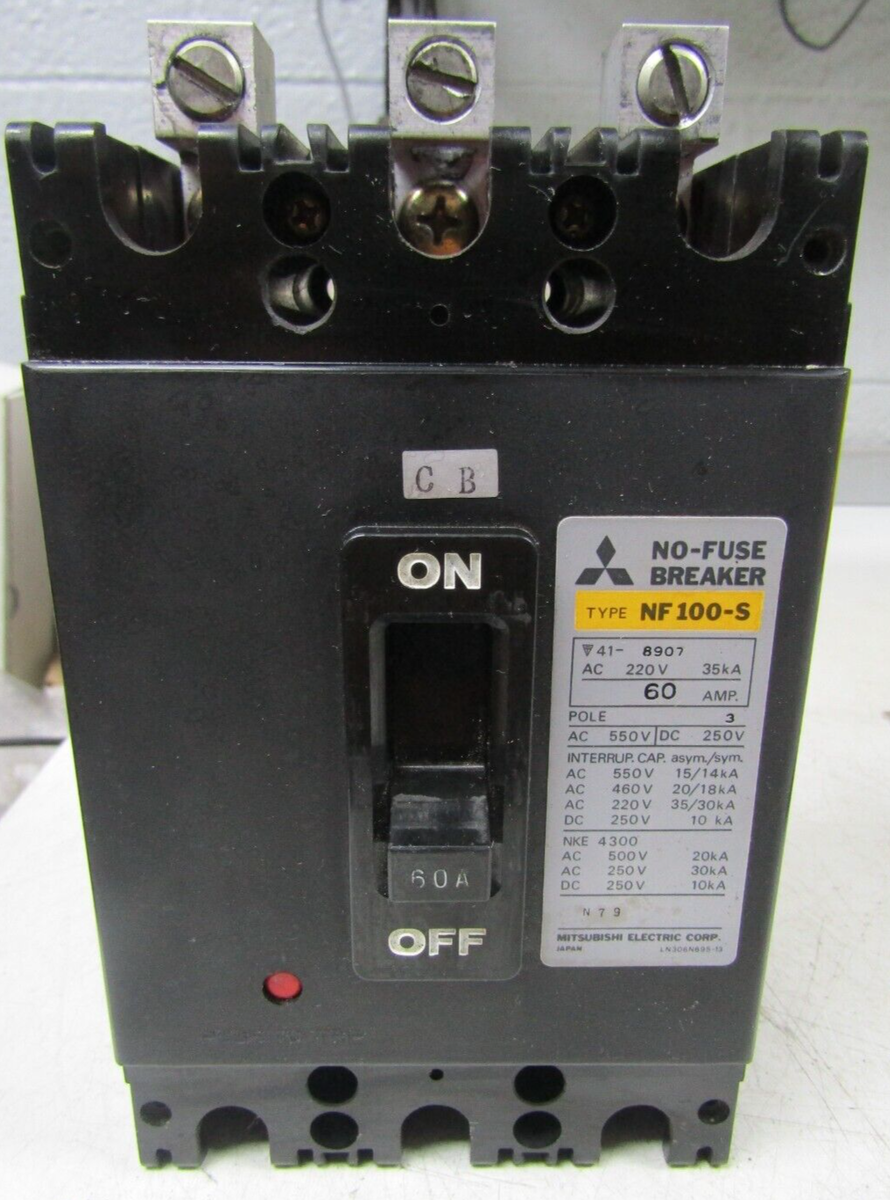 Mitsubishi No-fuse Circuit Breaker Nf100-s 100 Amp AC 220v Mitsubishi No-fuse Circuit Breaker Nf100-s 100 Amp AC 220v