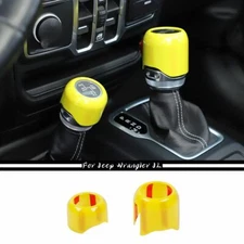 2x Center Console Gear Shift 4WD Cover Trim for Jeep Wrangler JL JT 2018+ Yellow