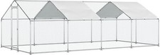 Large Metal Chicken Coop Walk-In Poultry Cage Hen House 9.84 19.69 6.4ft w/Cover