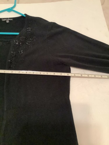 Debbie Morgan Black Knit Layered Sweater Top Womens XL Button Front Embroidered - Picture 8 of 9