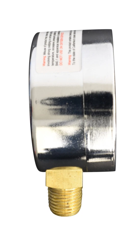 1-1/2" Vacuum Gauge-Chrome Plated Steel Case, 1/8"NPT, Lower Mnt. -30Hg/+60 psi - Image 2 of 4
