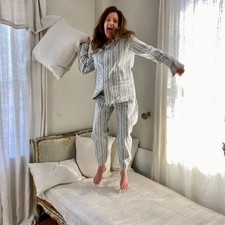 Vintage Pajamas French PJ's flannel soft woman's medium Brushed cotton