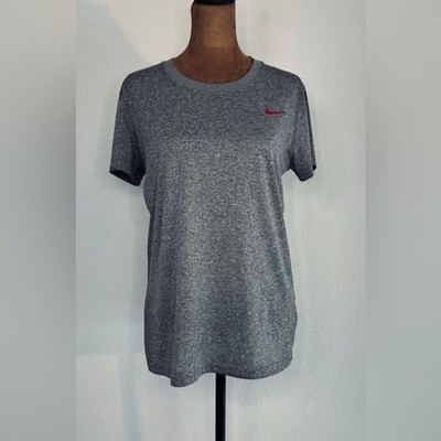 Nike Dri-FIT Women s Medium Gray Athletic Workout Running Tee Short Sleeve