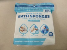 New 1 Pack Scrubzz Rinse Free Bath Sponges 25 Soap Shampoo Infused In Pack