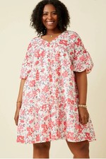 Hayden L A Women's Dress floral Buttons Detail Textured Ruffle Sleeves Sz 2XL