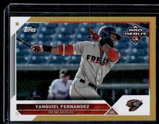 YANQUIEL FERNANDEZ 2023 TOPPS PRO DEBUT GOLD FOIL RC 31/50 FRESNO GRIZZLIES