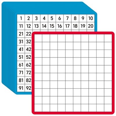 12 Pcs Dry Erase Math Hundreds Chart, Double Sided Number Cards 1-100 Number ...