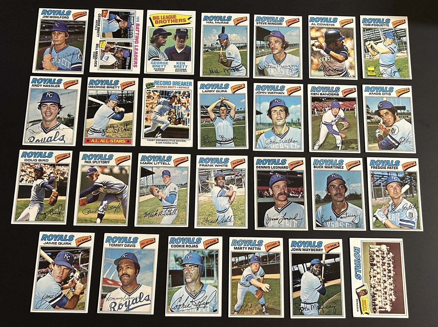 1977 Topps KANSAS CITY Royals COMPLETE Set (4) GEORGE BRETT Amos OTIS AL COWENS