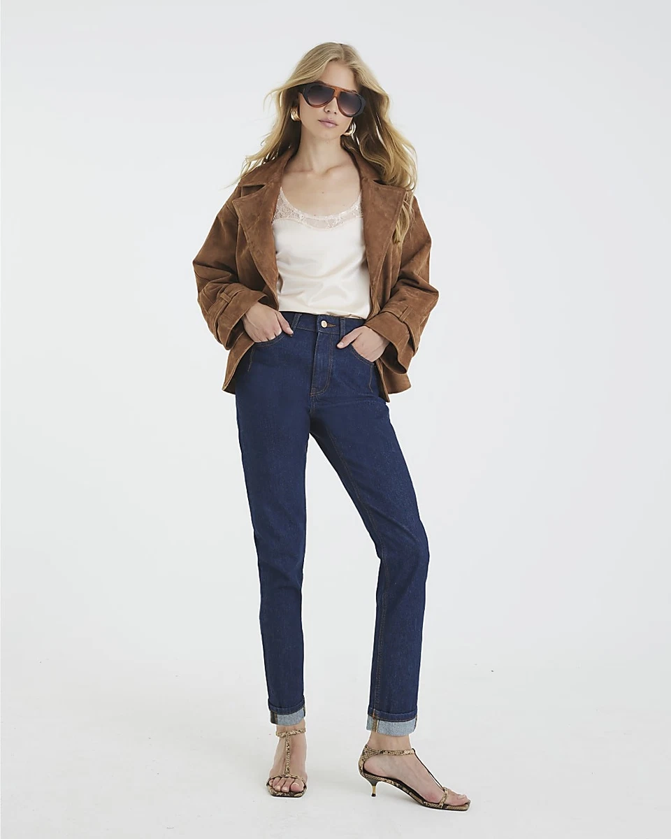 Jean Femme Devoted Mid Rise, Taille 28, Jambe Droite, Bleu Moyen
