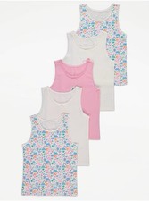 Unicorn Butterfly Girls 5 Pack Vests 4-5 Years From George