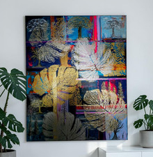 Quadro T.Ec 80x70cm acrilico su tela struttura astratta originale firmato 2023