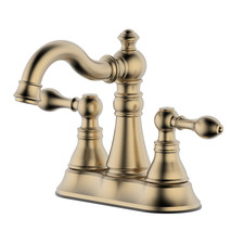 Derengge Two Handle Brushed Gold Bathroom Faucet 3 Hole Plastic Overflow Pop-Up
