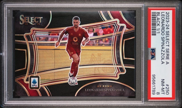 2023-24 Leonardo Spinazzola Panini Select Field Level Black Prizm Card 1/1 PSA 8