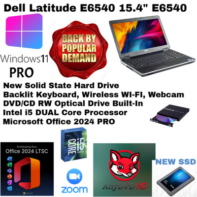 Dell Latitude E6540_WIN 11 New 1TB SSD i5 BACKLIT Webcam_DVD/CD Office 2024 