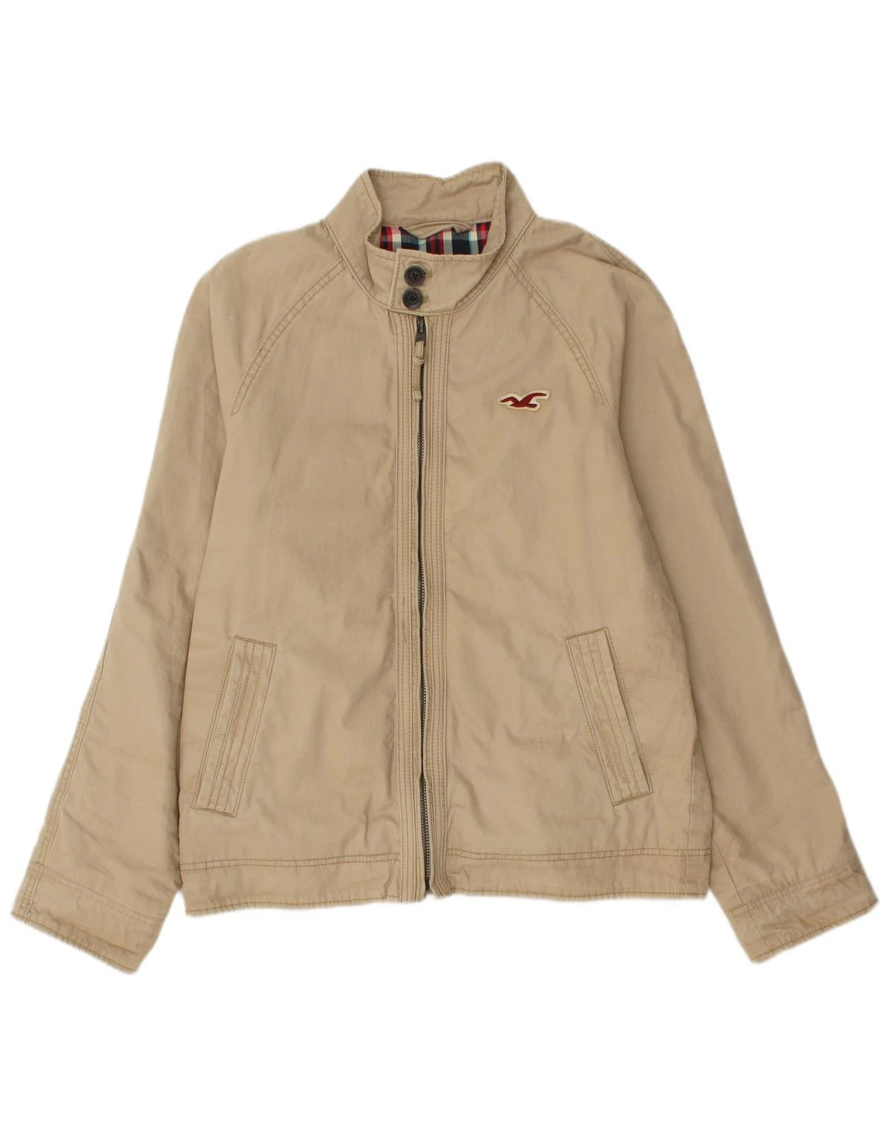 HOLLISTER Mens Bomber Jacket UK 42 XL Beige Cotton TA02