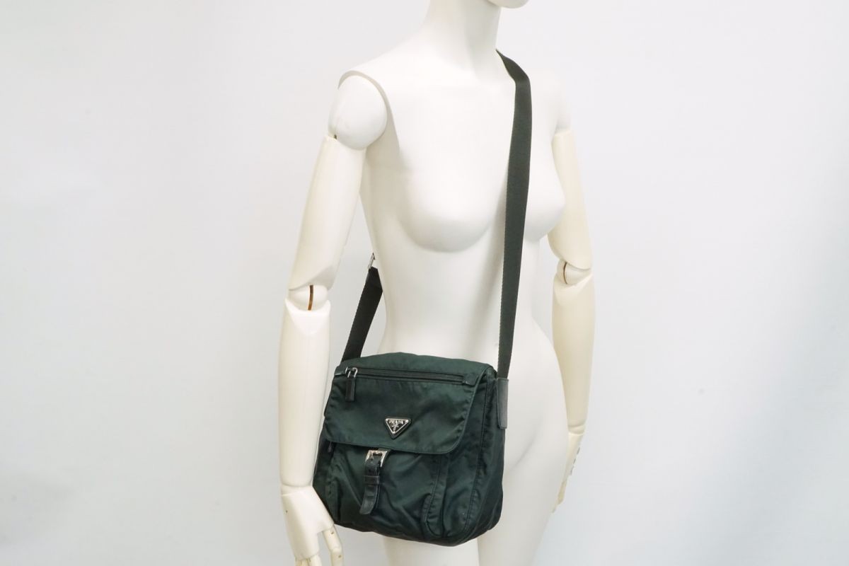 PRADA Mini Shoulder Bag Flap Triangular Logo Plat… - image 2