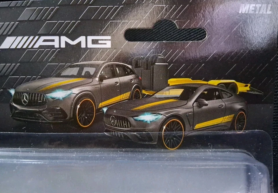 Majorette 🇨🇵 1/64 Mercedes- AMG Deluxe trailer GLC 63 S + CLE 53 Neuf/ NEW - Photo 2/4