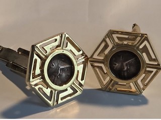 Vintage Mens cufflinks 585 14k gold 11.66 g With Embedded Greek Drachma Coin