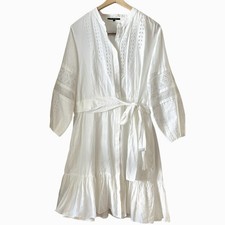 Kobi Halperin Women's White Eyelet Lace Cotton & Silk Tiered DressSize XL