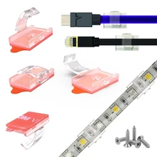 Dual-Mount LED Strip Light Clips - Self-Adhesive & Screw Fixing Brackets for ...