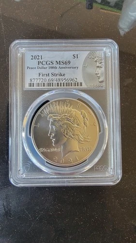 2021 Peace Dollar PCGS MS69 First Strike "100th Anniversary" With Box & COA