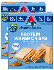 Atkins Peanut Butter Protein Wafer Crisp, 1.27 oz, 2 x 5-pack Snack Bar 