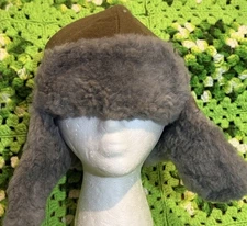 Vintage 80s Trapper Aviator Hat Cap Lined Military Ear Flap Sz 58 As Is