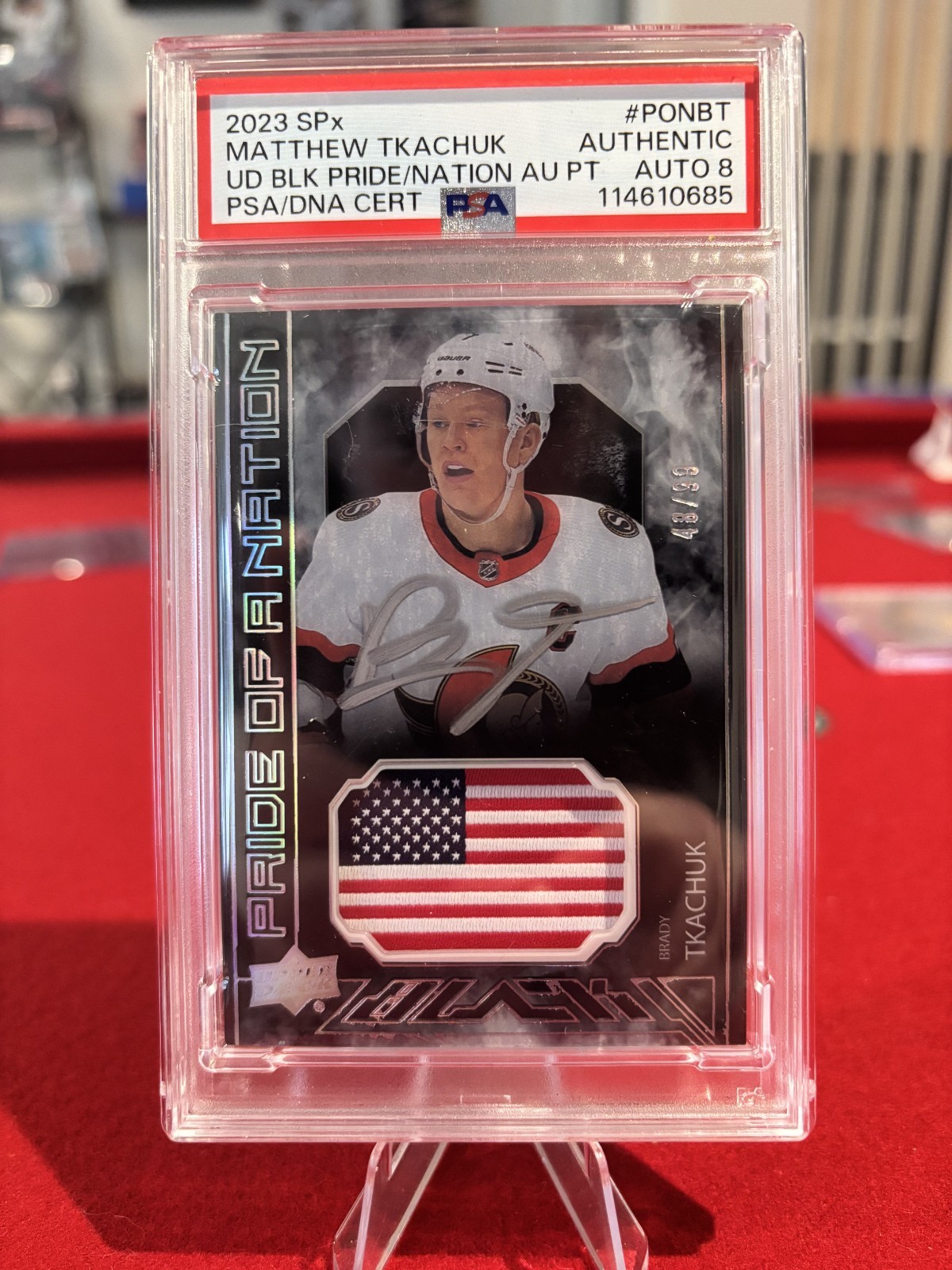2023 Spx Ud Black Pride of a Nation Autograph Patch Brady Tkachuk - POP 2