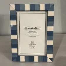 Natalini Hand Made Italy Modern Lacquer Photo Picture Frame 4 x 6" Blue Aqua