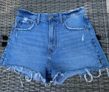 Abercrombie Fitch The Mom Short High Rise Denim Shorts Medium Blue Sz 27/4