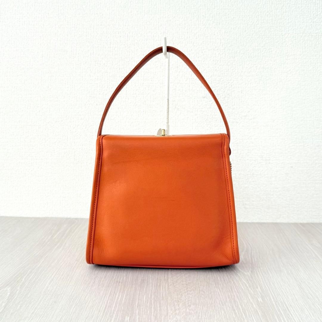 COACH 9043 Vintage Geometric Hand Bag Turnlock Leather Orange Gold