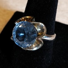 Vintage Sterling Silver Blue Topaz Flower Ring