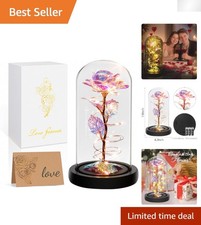 Charming Colorful Rose Gift in Glass Dome with LED - Unique Gift for Mom  Wife