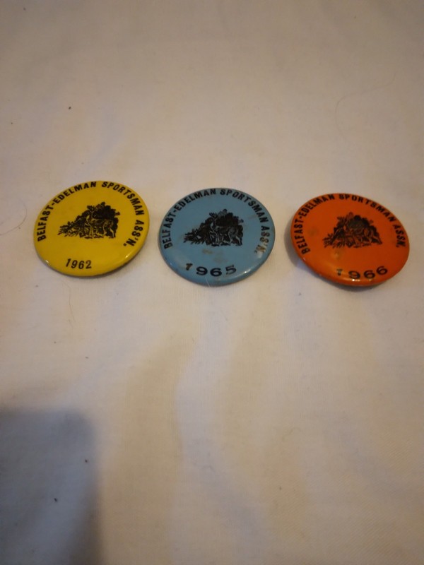 LOT /3 1962, 1965 & 66 BELFAST EDELMAN PENNSYLVANIA GUN DEER HUNTING CLUB PINS