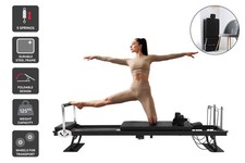 Fortis Foldable Pilates Reformer Machine, Black, Workout Equipment, Sports,